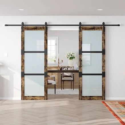 64 in. x 84 in. 3-Panel Frosted Glass...