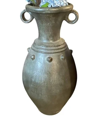 FLOOR POTTERY AMPHORA STYLE VASE TWIN...