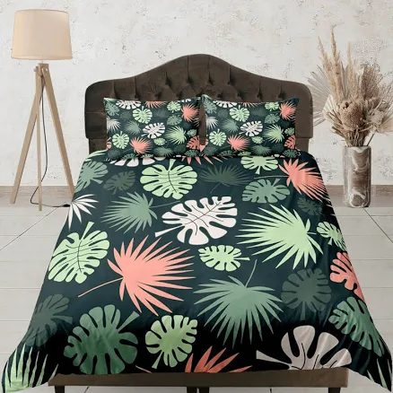 Tropical Leaf Duvet Cover Set, Green ...