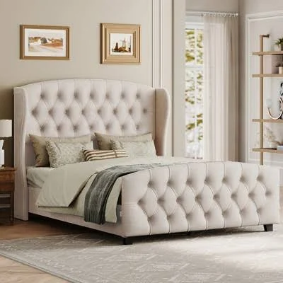 VASAGLE Queen Bed Frame with Tall Hea...