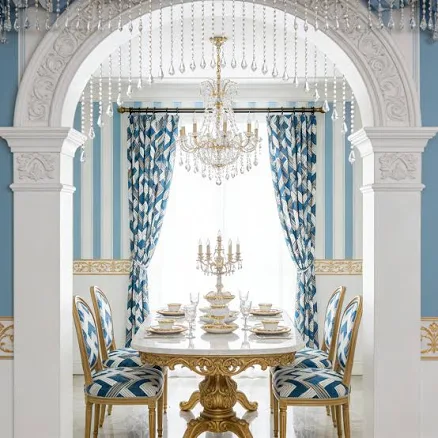 Preppy Coastal Geometric Chevron Curtain