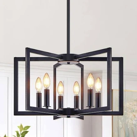 ARISKEEN 6-Light Black Geometric Adju...