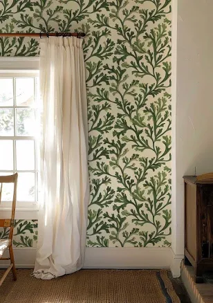 Green Botanical Leaf Peel and Stick W...