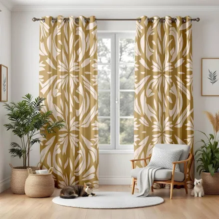 Vibrant Retro Floral Blackout Curtain...