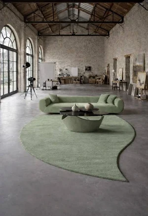 Organic Shaped Sage Green Hand tufted...