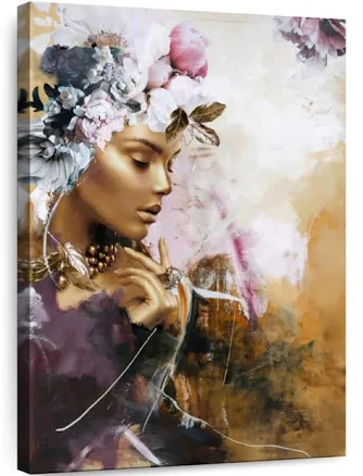 Gold On Purple Couture Framed Canvas ...