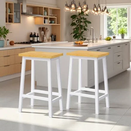 Set of 2 Solid Wood Counter Stools wi...