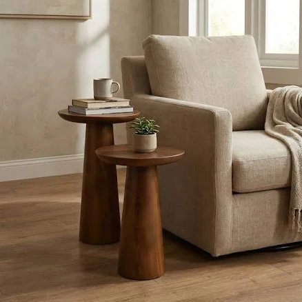 Mushroom Solid Wood Round Coffee Table