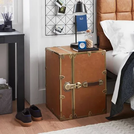 Faux Leather Bedside Cube Trunk