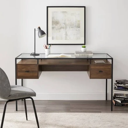 Walker Edison 56-Inch Glass Writing Desk