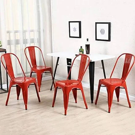 Tolix Set of 4 Stackable Dining Chairs