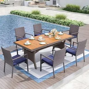 Phi Villa 7-Piece Metal Slat Rectangl...