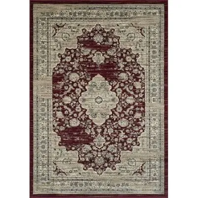 Burgundy Red/Beige Persian Isfahan Fl...