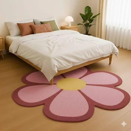 Pink Flower Shaped Area Rug | Cute Fl...