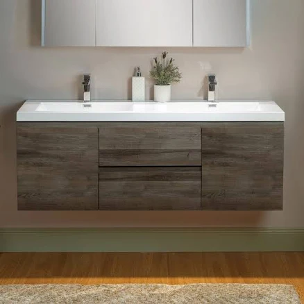 Woodbridge 60-in Grey Oak Double Sink...