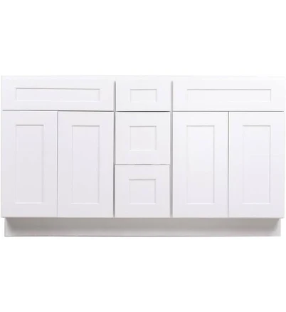 60 Inch White Shaker Double Sink Bath...
