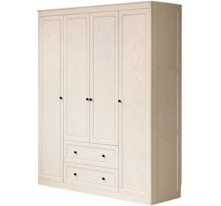 Solid Wood Cream Style Double Door La...