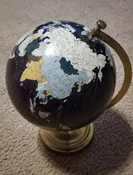 World Globe on Brass Colored Stand Ta...