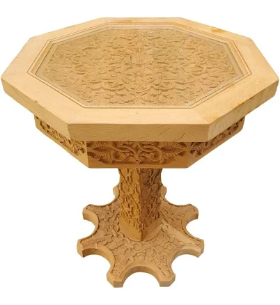 Pedestal Moroccan Carved Wooden Octag...