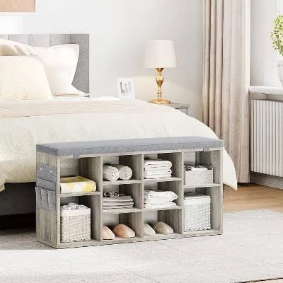 Entryway Storage Bench with Cushion, ...