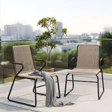 2-Piece Black Metal Modern Outdoor Di...