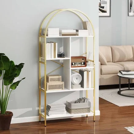Uforic 5 Tier Gold Arched Bookshelf