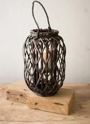 Kalalou Small Willow Lantern with Glass