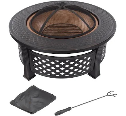 Pure Garden 32 Round Wood Burning Pit...