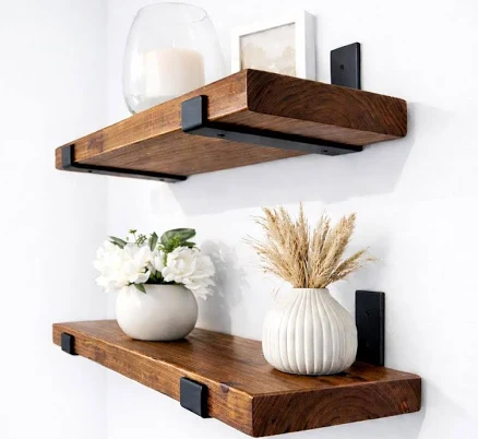SET OF 2 Solid Wood Floating Shelves ...