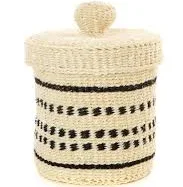 Natural & Black Patterned Sisal Lidde...