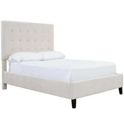 Winnie Beige Fabric Tufted Bed