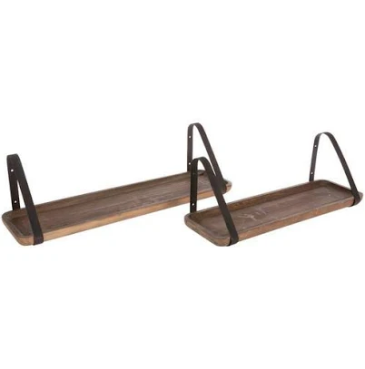Industrial Wood Wall Shelf Set