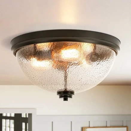 Industrial 3-Light Dome Flush Mount C...
