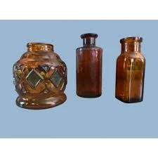 Vtg 3 Brown Amber Glass Mini Vase Med...