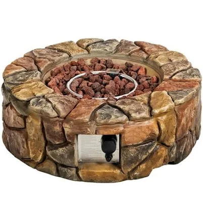 Gymax 28-inch Stone Gas Fire Pit