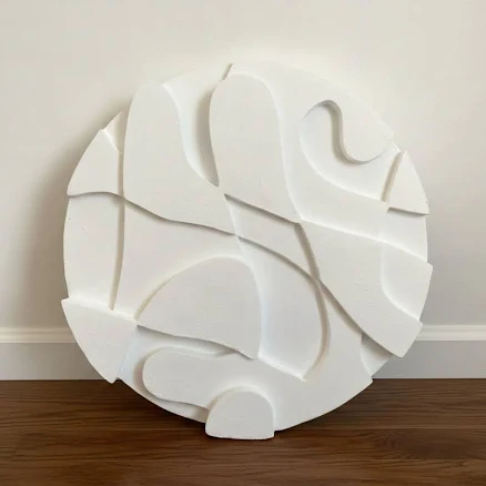 Large Round 3D Wall Art - Modern Whit...