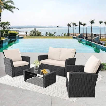4-Piece Outdoor Sectional Sofa with C...