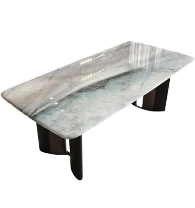 Elegant Rectangle White Marble Dining...