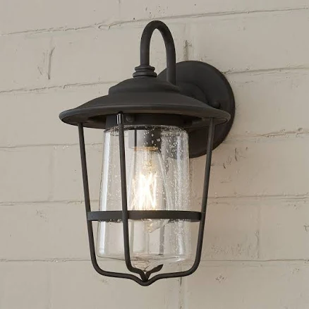 Contemporary Seeded Glass Outdoor Sconce