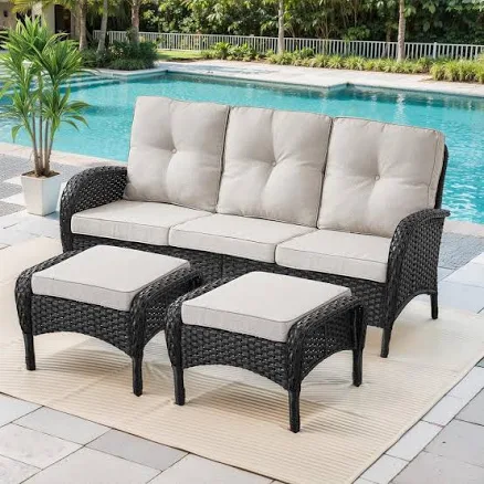 Gymojoy Carlos 3-Piece Black Wicker O...