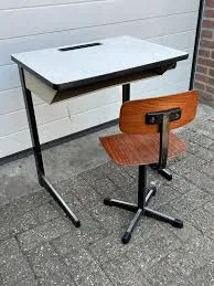 Vintage industrial school set of desk...