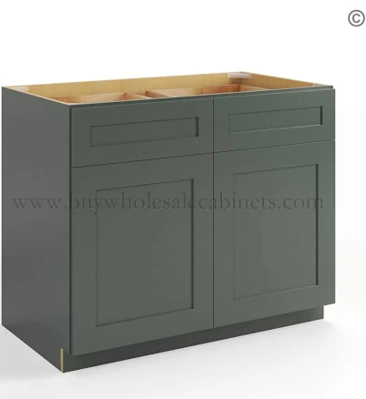 Green Shaker Base Cabinet with Double...