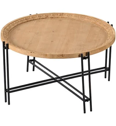 17 Stories Round Wooden Coffee Table ...