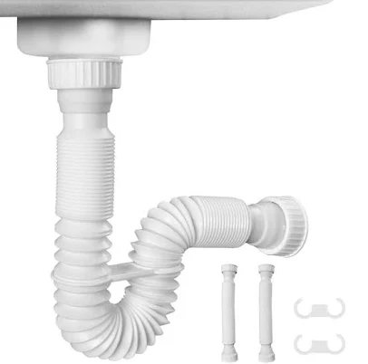 Numhew White Flexible P-Trap Sink Dra...