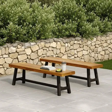 Benjara Leslee Outdoor Bench Set of 2