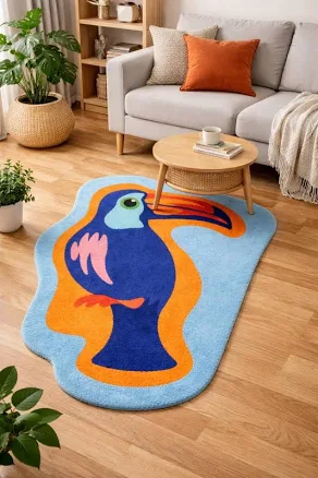 Toucan Shaped Hand Tufted Rug | Tropi...