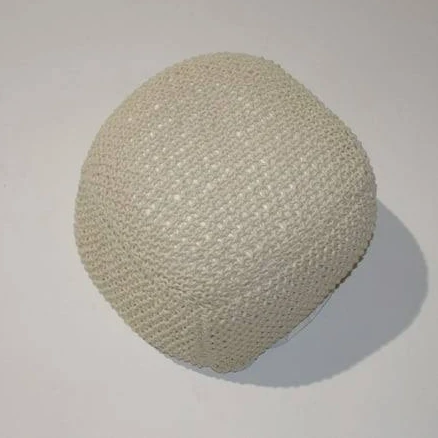 Semi- Rounded Cable Knitted Pouf