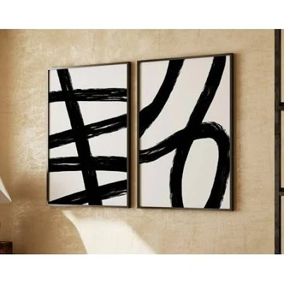 Luvia Set Of 2 Abstract, Black White ...