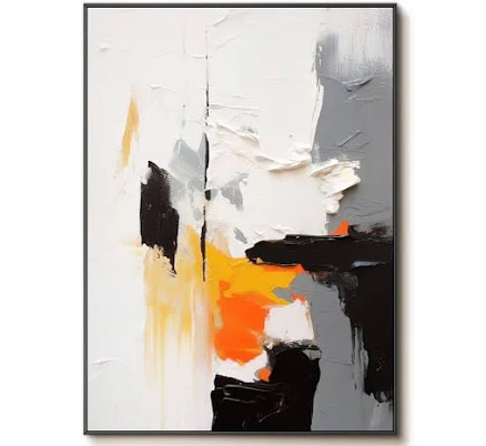 Black White & Orange Abstract Art Mod...