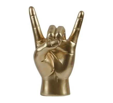 Gold Resin Rock on Hand Gesture Statu...